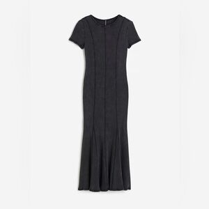 H&M Divided Ribbed Mermaid Fishtail Flared Knit Elegant Black Midi Dress